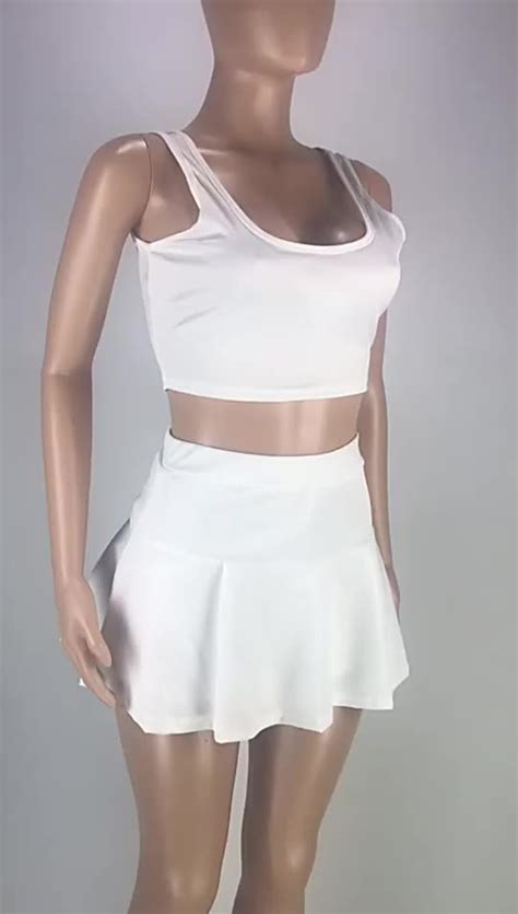 Wholesale Solid Sexy Crop Top Summer Two Piece Plus Size Skirt Set