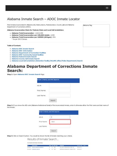 Alabama Inmate Search Department Of Corrections Lookup Alabama