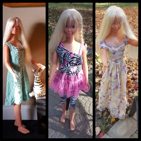 Three Pictures Of Barbie Dolls In Different Dresses And Shoes One Is
