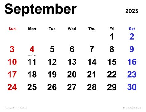 September 2023 Calendar Templates For Word Excel And Pdf