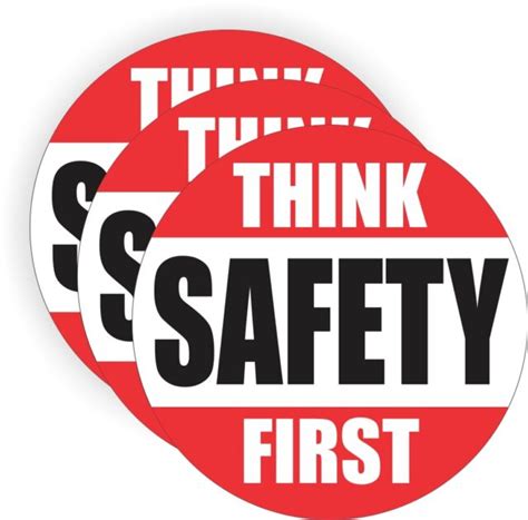 3 Think Safety First Hard Hat Stickers Helmet Decals Labels Badges
