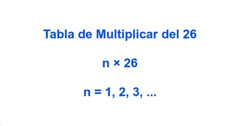 Tabla De Multiplicar Del 26 La Tabla Del 26