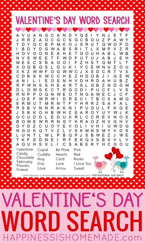 Valentines Day Word Search Printable Happiness Is Homemade