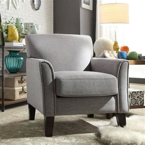 Weston Home Tribeca Living Room Upholstered Accent Chair Grey Linen