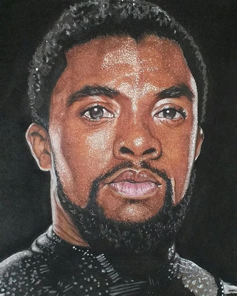 Chadwick boseman black panther tribute cinematic drawing chadwick. Drawing Chadwick Boseman, me, coloured pencils, 2020 : Art ...