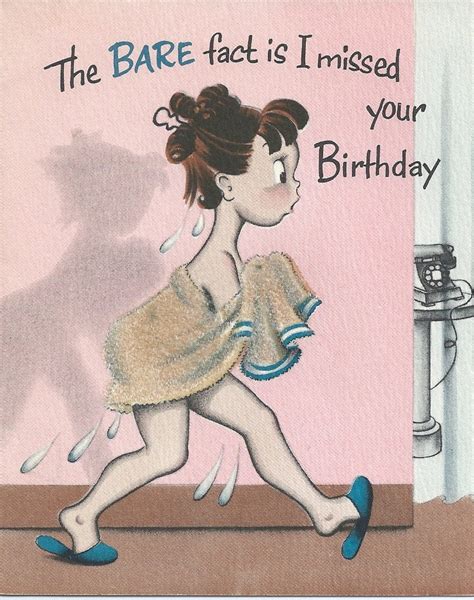 Unused Vintage Greting Card Happy Birthday Belated Girl In