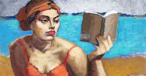 A Summer Read Woman Reading Book Beach Ocean Figurative Study Abstract Figurative Artist