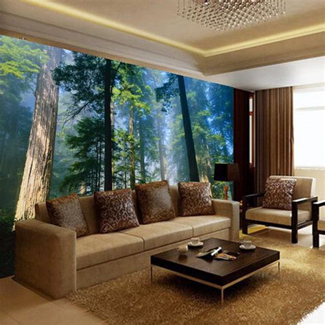 Custom 3d Wall Murals Wallpaper Fog Towering Trees Forest Bvm Home