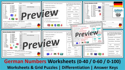 German Numbers Worksheets And Puzzles Teaching Resources