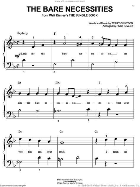 For our hot sleepers, we. Gilkyson - The Bare Necessities sheet music for piano solo ...