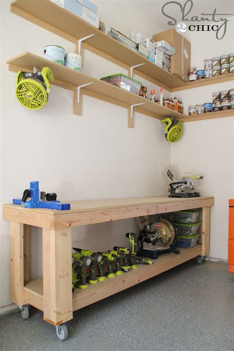 This work bench was designed by a seasoned finish carpenter and home builder who saw a need and addressed it. DIY Workbench - Free Plans - Shanty 2 Chic