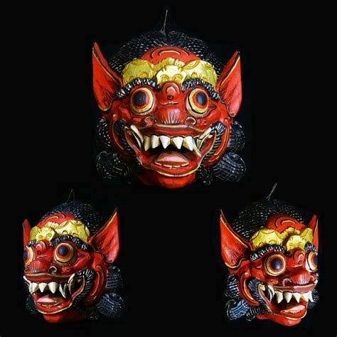 Balinese Raksasa Demon Mask Topeng Polychrome Indonesian Bali Folk Art