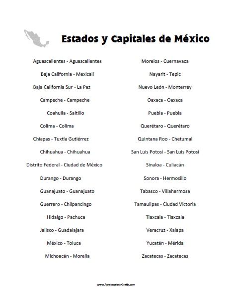 Estados Y Capitales De Mexico Para Colorear Material Didactico Y Images
