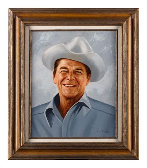 Framed Original Oil Painting On Canvas Of President Ronald Reagan By Noted