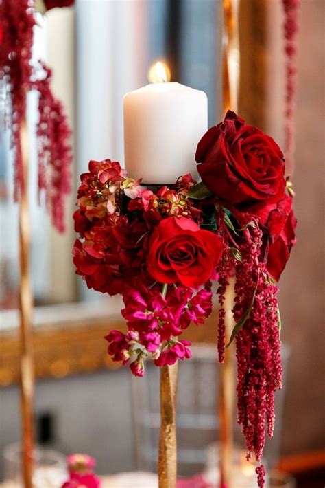 Romantic Red Rose Wedding Reception Decor Featured Photographer Modern Wedding Photography Red