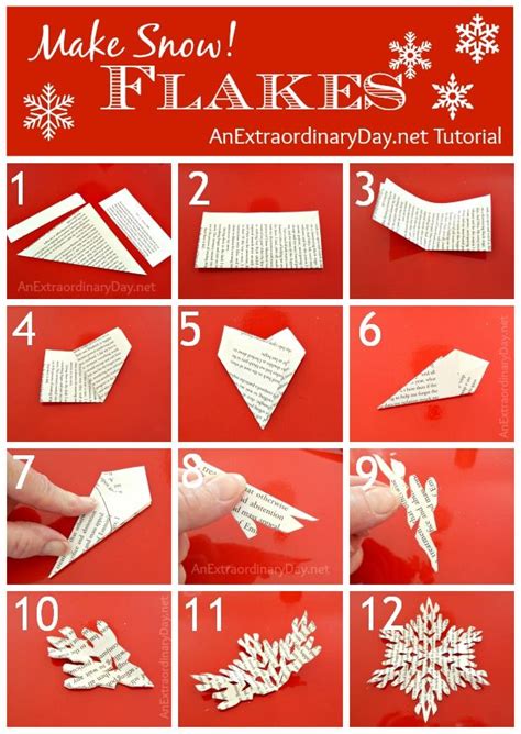 Paper snowflakes perfectly capture the magic of winter snowfalls, regardless of the weather outside. Book Page Decorating | Book page crafts, Christmas paper crafts, Paper snowflake patterns
