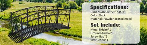 kinsunny metal garden bridge arch walkway with side rails outdoor decorative iron garden arch
