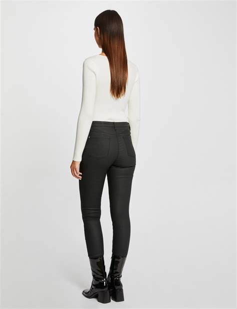 Pantalon Skinny Enduit D Tails Zipp S Noir Femme Morgan
