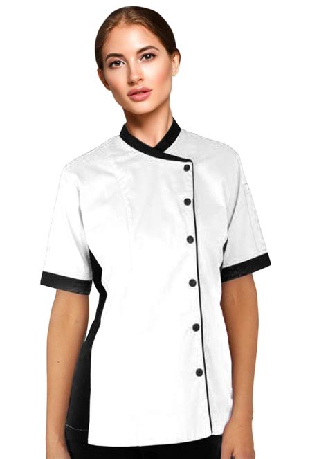 Short Sleeves Womens Ladies Side Mesh Panel Chef Coat By Uniformates