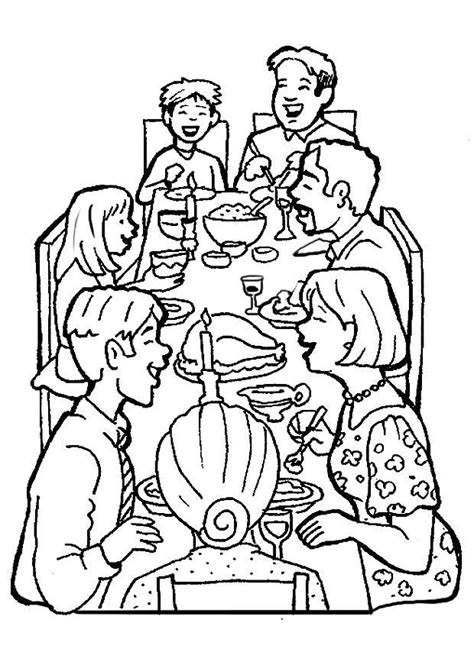 Pintar esta imagen de una cena familiar ayudará a los niños a comprender la importancia de compartir la hora de la comida. Dibujo para colorear Fiesta familiar - Img 7090