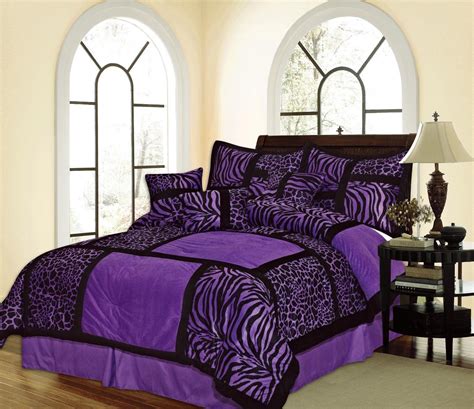 Purple And Black Safari Animal Leopard Print Comforter