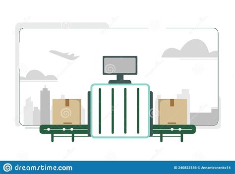 Security Screening Area At The Airport Illustration Of Customs And