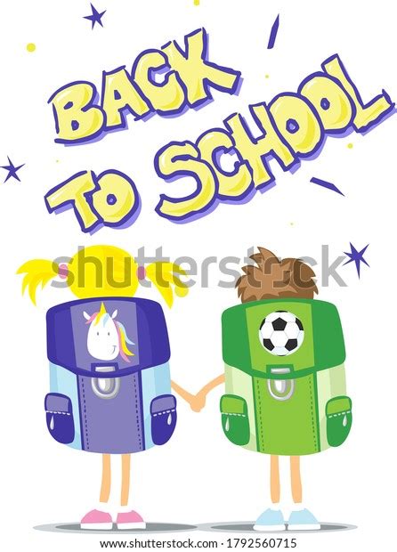 Two Students Go Back School Vector Stock Vector Royalty Free