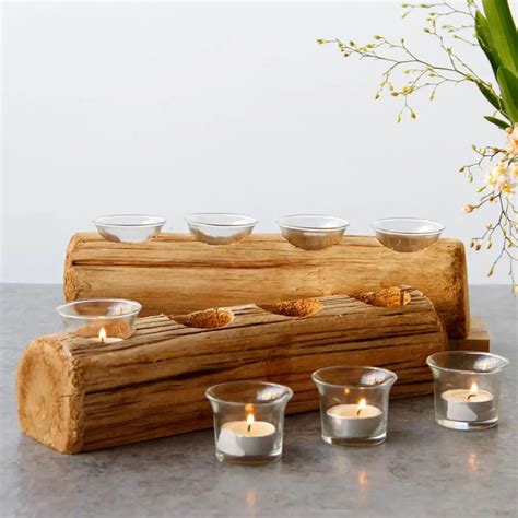Christmas Innovative Four Hole Wooden Candle Holder Festival Candle