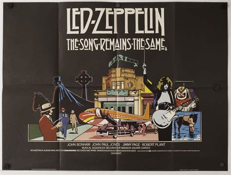 Led Zeppelin Original Uk Poster For The Film The Song Remains The Same Folded And In Exc