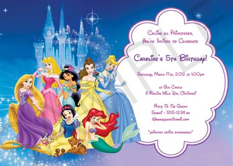 Disney Princesses Party Invitation Template Instant Etsy