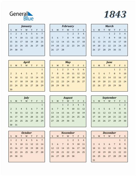 Free 1843 Calendars In Pdf Word Excel