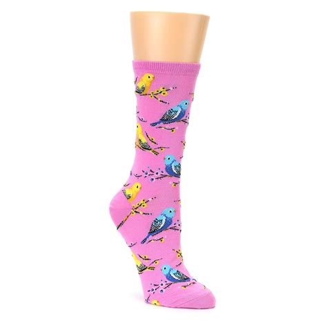 Pink Parakeet Birds Women S Dress Socks Boldsocks