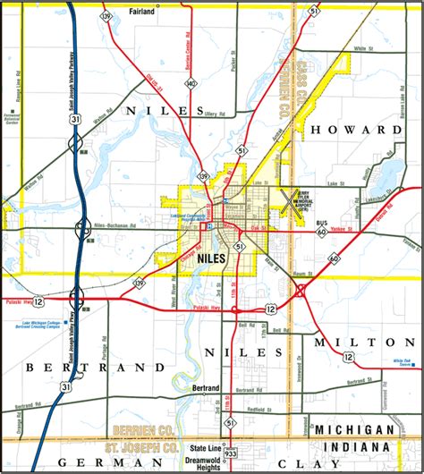 Michigan Highways Maps Niles Area Trunklines 2010