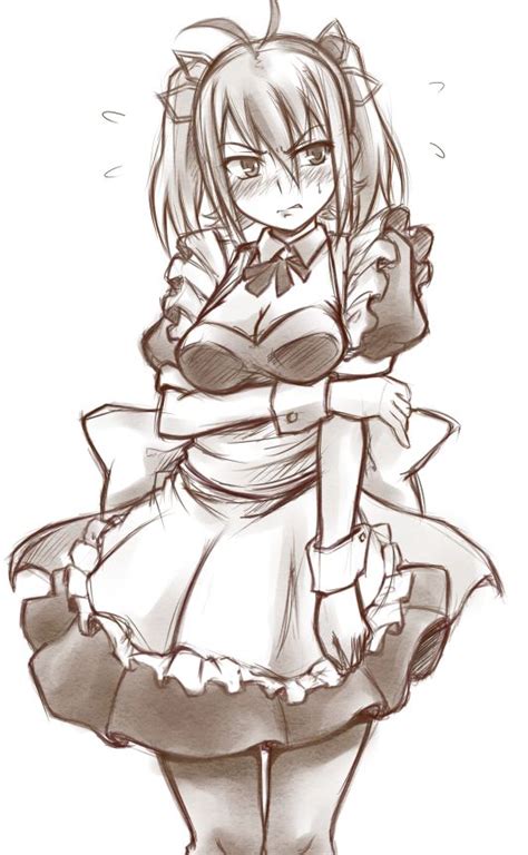 Sketch Commission For Sketch Of Her Oc Kiyara Being Forced To Wear Maid Costume Dress Drawing