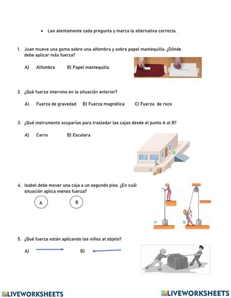 Tipos De Fuerza Contacto Y A Distancia Worksheet Live Worksheets