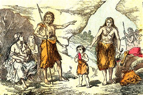 Prehistoric Humans 19th Century Illustration Stock Image C0379614