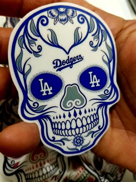 Dodgers Sugar Skull Waterproof Stickers Decal Macbook Etsy