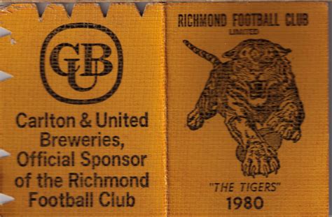 Richmond Football Club 1980 Member's Season Ticket. The year of our ...