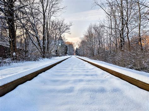 Snow Covered Railroad Tracks In Cuyahoga Valley National Park Rohio