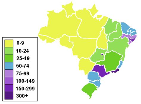 Brazilian States By Population Density •