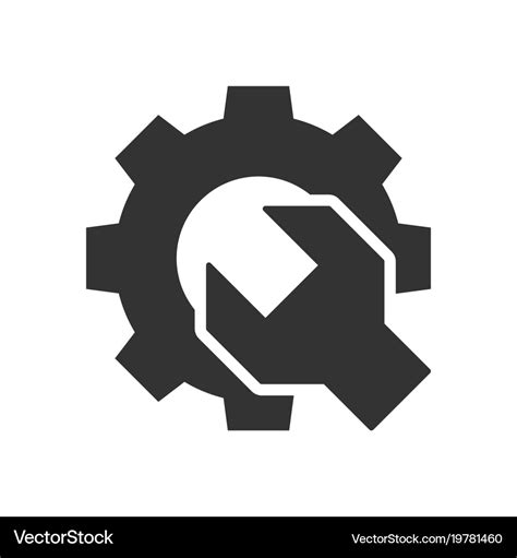 Wrench Gear Black Icon Royalty Free Vector Image