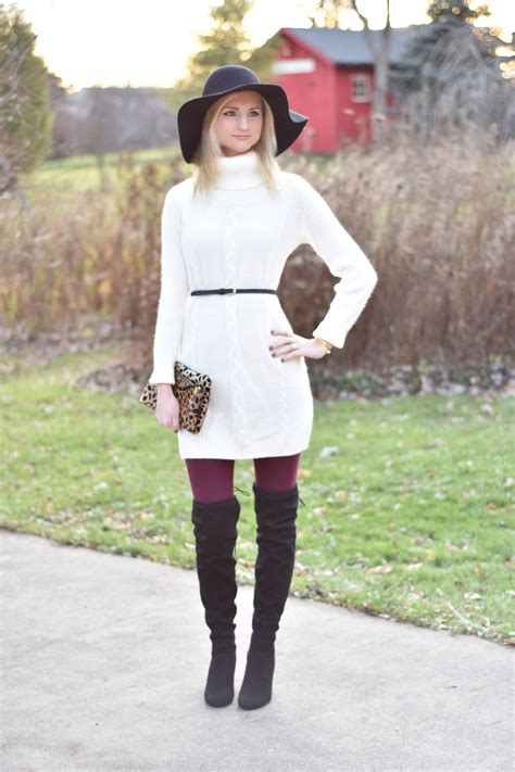 The Chambray Bunny Sweater Dress Over The Knee Boots