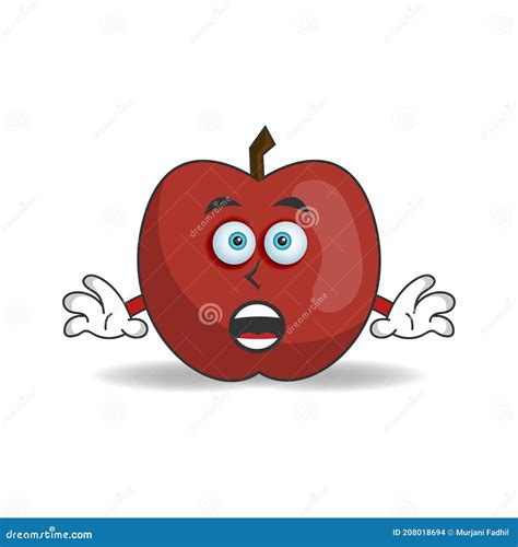 Apple Mascot Character With Shocked Expression Vector Illustration