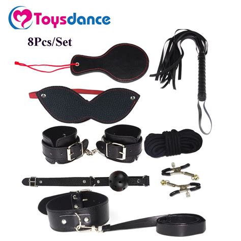 toysdance 8pcs set sm products bondage kits for couples adult games eye mask cuffs whip rope