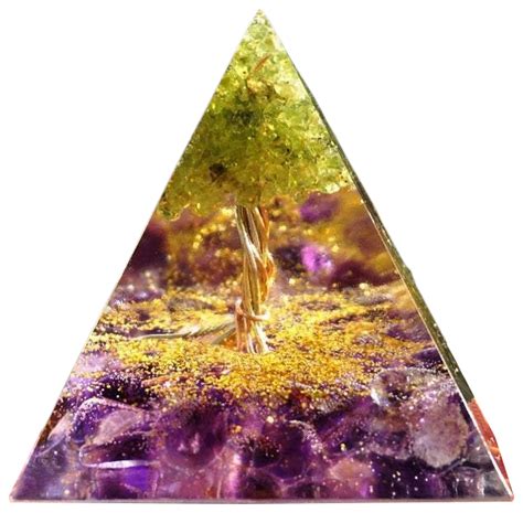 Pyramide Orgonite De L Arbre De Vie En Péridot Et Améthyste Kampan