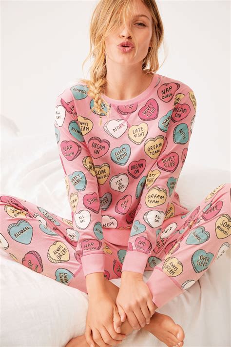 Buy Pink Love Hearts Cotton Pyjamas From The Next Uk Online Shop Pajamas Women Nightwear