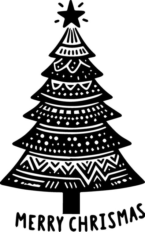 Doodle Line Tiny Christmas Tree Vector Illustration Of Hand Drawn