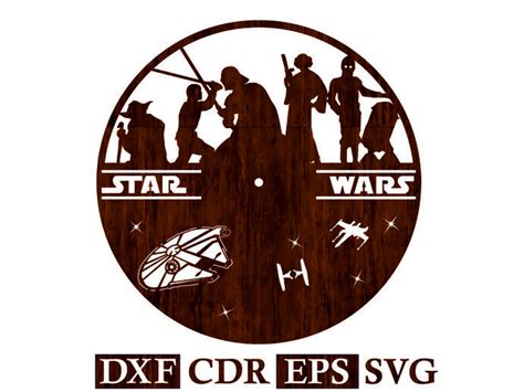 Wall Clock Star Wars Vector file for CNC Laser, by HotFont on Zibbet
