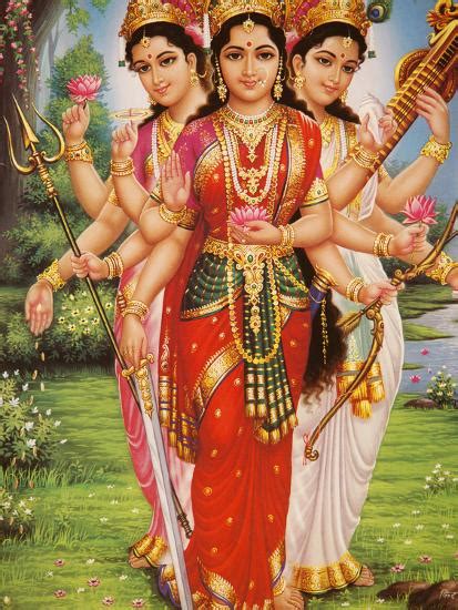 Picture Of Hindu Goddesses Parvati Lakshmi And Saraswati India Asia