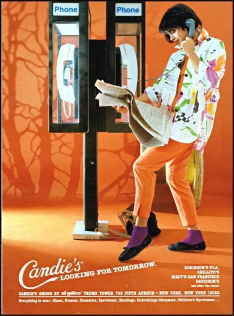 1985 Candies Shoes Teen Girl Phone Booth Newspaper Vintage Photo Print